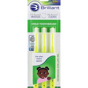 Pack 3 Brosses à dents Brilliant - Jaune 2-5ans