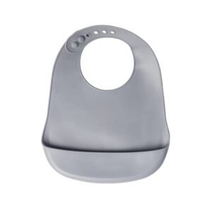 Yummy Bavoir en Silicone avec Poche 9m+ Gris
