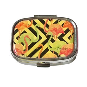 Zarine Pilulier Compact 2 Compartiments - Motif Flamingo