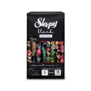 Sleepy Black Premium Serviettes Hygièniques Super 3 Nuit - 18 Pièces