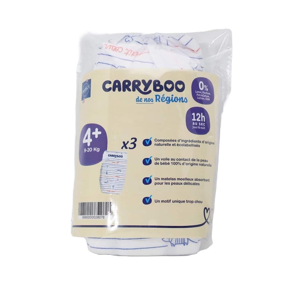 Carryboo Couches Petit Format Taille 4+ (9-20kg) - 3 Unités