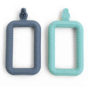 Lot de 2 brosses à dents pour bébé Cheeky Chompers - Gris & Mint- 0-3A