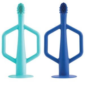 Tiny Twinkle Brosse à dent en Silicone 6M+ - Bleu & Vert