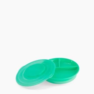 Twistshake Assiette 3 compartiments avec couvercle Vert
