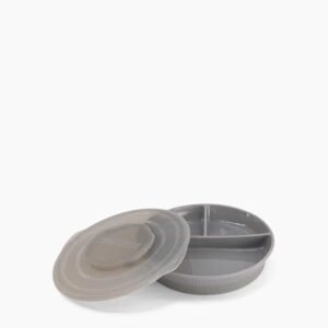 Twistshake Assiette 3 compartiments avec couvercle Gris