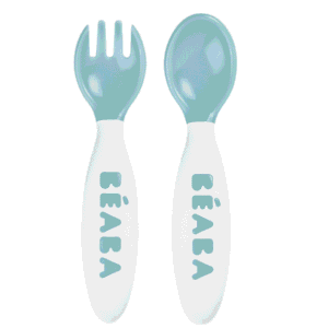 Beaba Set 2 couverts ergonomiques 2ème âge Bleu prix Maroc | Bebemaman.ma
