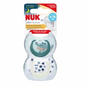 Nuk Sucette Silicone Star Day & Night 6-18 mois Crocodile/Etoiles