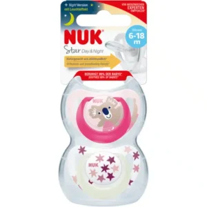 Nuk Sucette Silicone Star Day & Night 6-18 mois Koala/Etoiles Rose