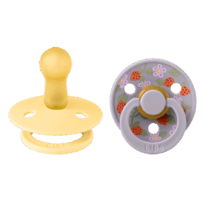 Bibs Lot de 2 Sucettes Rondes Strawberries and Cream Pale Butter 0-6 mois