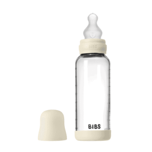 Bibs Biberon en verre rond avec tétine en silicone débit moyen 240ml – Ivoire