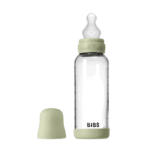 Bibs Biberon en verre rond avec tétine en silicone débit moyen 240ml – Sauge
