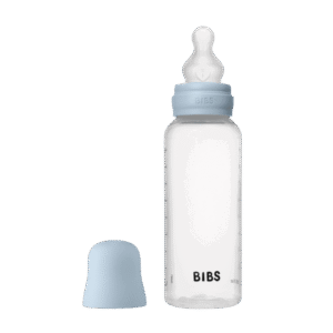 Bibs Biberon rond en plastique avec tétine en silicone débit moyen 270ml - Baby blue