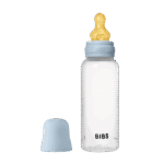 Bibs Biberon rond en plastique avec tétine en latex débit moyen 270ml - Baby blue