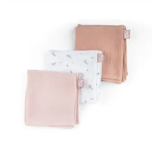Doomoo Lot de 3 langes Muslin 70x70cm - Flower Pink