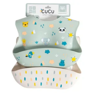 Eurekakids Cucu Set De 2 Bavoirs en silicone
