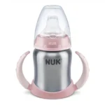 Nuk Tasse d’apprentissage en acier inoxydable à bec souple Rose 6mois+