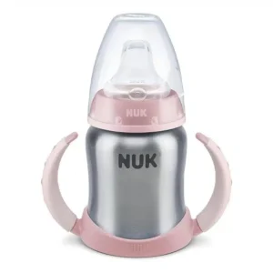 Nuk Tasse d’apprentissage en acier inoxydable à bec souple Rose 6mois+