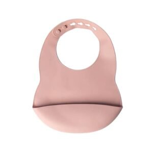 Yummy Bavoir en Silicone avec Poche 4m+ Rose Poudre