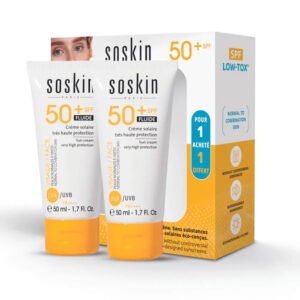 Soskin Lot de 2 Crèmes Solaires Fluide SPF50+ – 50 ml