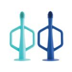 Tiny Twinkle Brosse à dent en Silicone 6M+ - Bleu & Vert