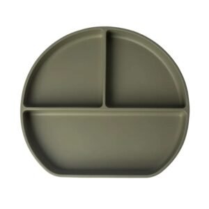 Yummy Assiette en Silicone Multi-Compartiments avec Ventouse - Vert Olive
