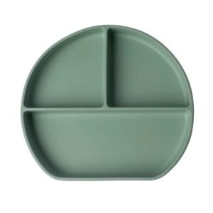 Yummy Assiette en Silicone Multi-Compartiments avec Ventouse - Vert Pastel