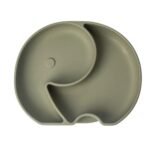 Yummy Assiette Éléphant en Silicone avec Ventouse 4m+ Vert Olive