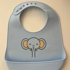Yummy Bavoir en silicone avec poche Elephant 9m+ Bleu ciel