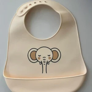 Yummy Bavoir en silicone avec poche Elephant 9m+ Beige