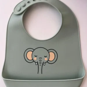 Yummy Bavoir en silicone avec poche Elephant 9m+ Vert pastel