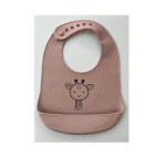 Yummy Bavoir en silicone avec poche Girafe 9m+ Rose poudré