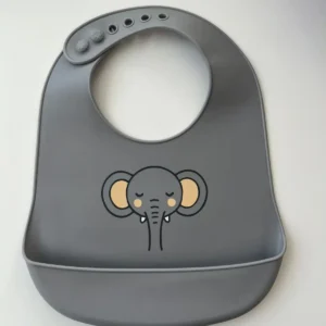 Yummy Bavoir en silicone avec poche Elephant 9m+ Gris