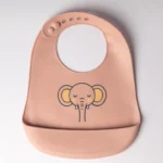 Yummy Bavoir en silicone avec poche Elephant 9m+ Rose poudré