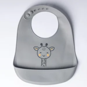 Yummy Bavoir en silicone avec poche Girafe 9m+ Gris