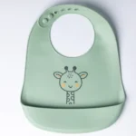 Yummy Bavoir en silicone avec poche Girafe 9m+ Vert pastel