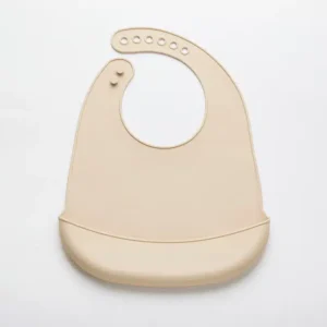 Yummy Bavoir en Silicone avec Poche 9m+ beige