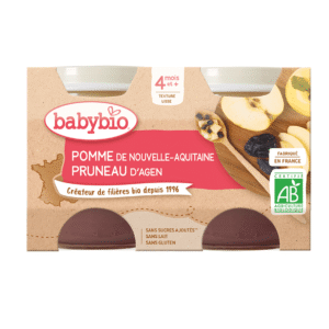BabyBio Pomme de nouvelle-aquitaine Pruneau d'Agen 4m+