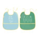 Badabulle Lot de 2 bavoirs bleu et vert