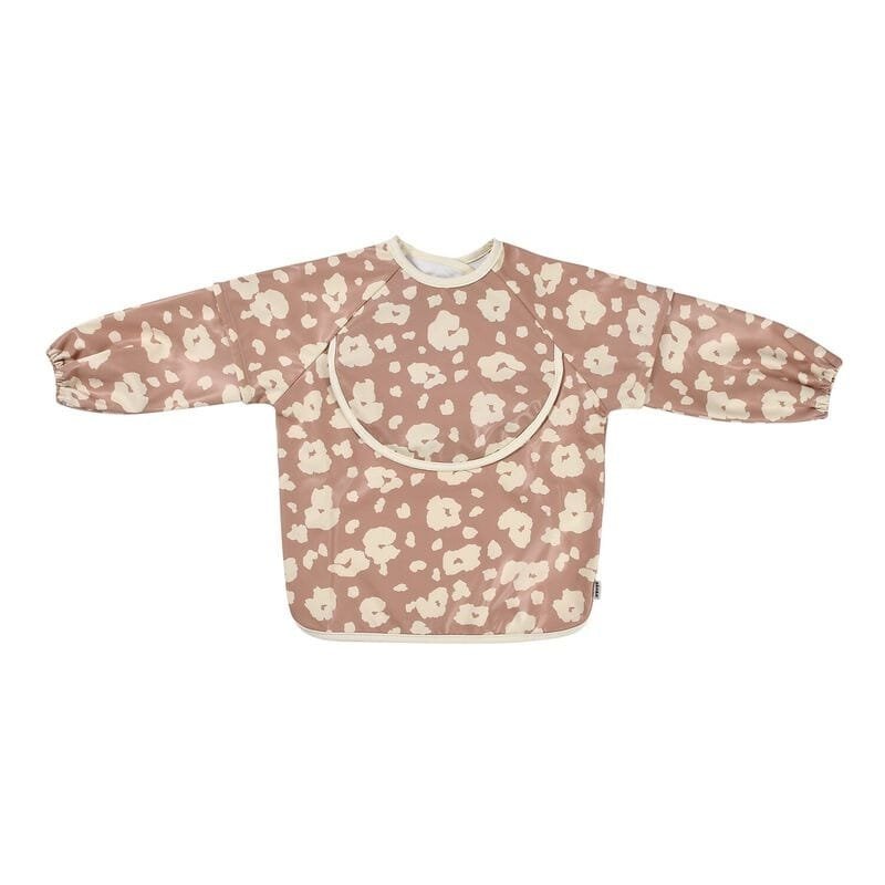 Bavoir Béaba "Savannah Bloom" à manches longues et détachables, poche récupératrice, réglable 3 tailles, imperméable, utilisable jusqu’à 4 ans, entretien facile.