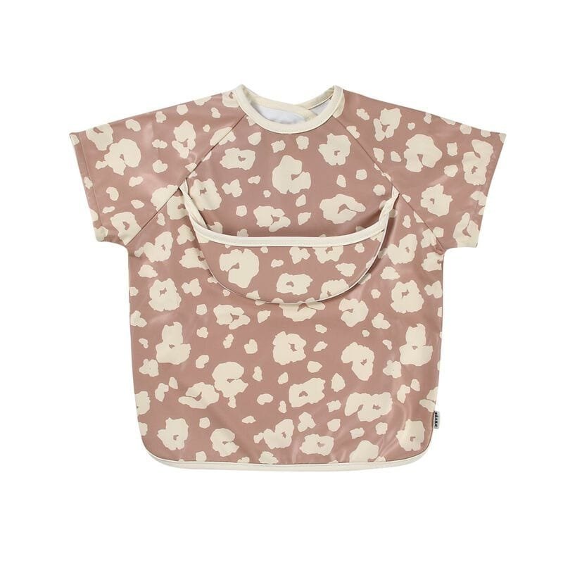 Bavoir Béaba "Savannah Bloom" à manches longues et détachables, poche récupératrice, réglable 3 tailles, imperméable, utilisable jusqu’à 4 ans, entretien facile.