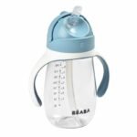 Beaba Tasse paille 300 ml Bleu – étanche même ouverte, poignées amovibles, paille rebouchable, sans BPA, dès 8 mois.