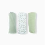 Doomoo – Lot de 3 Muslin Cloths Mini – Leaves Green