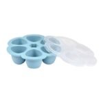 Moule multiportions Beaba 6x90 ml – silicone premium, résistant -55 °C à 210 °C, couvercle hermétique. Idéal cuisson, congélation, micro‑ondes. Sans BPA.