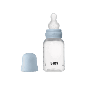 Bibs Biberon rond en plastique avec tétine en silicone à débit lent 150ml - Baby blue