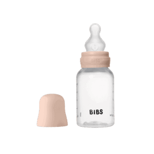 Bibs Biberon rond en plastique avec tétine en silicone à débit lent 150ml - Rose poudré