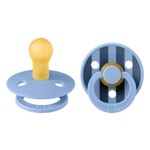Bibs Lot de 2 Sucettes Rondes Studio Colour Sky Blue 0-6 mois