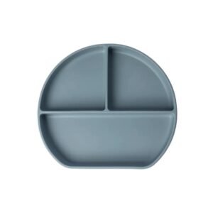 Yummy Assiette en Silicone Multi-Compartiments avec Ventouse - Bleu Pastel