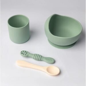 Yummy Coffret Repas Complet Silicone dès 4mois - Vert Pastel