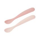 Beaba cuillères silicone 4m+ avec étui de voyage – rose | Lot de 2