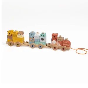 Eurekakids Train Blocs en Bois Jungle 18 m+
